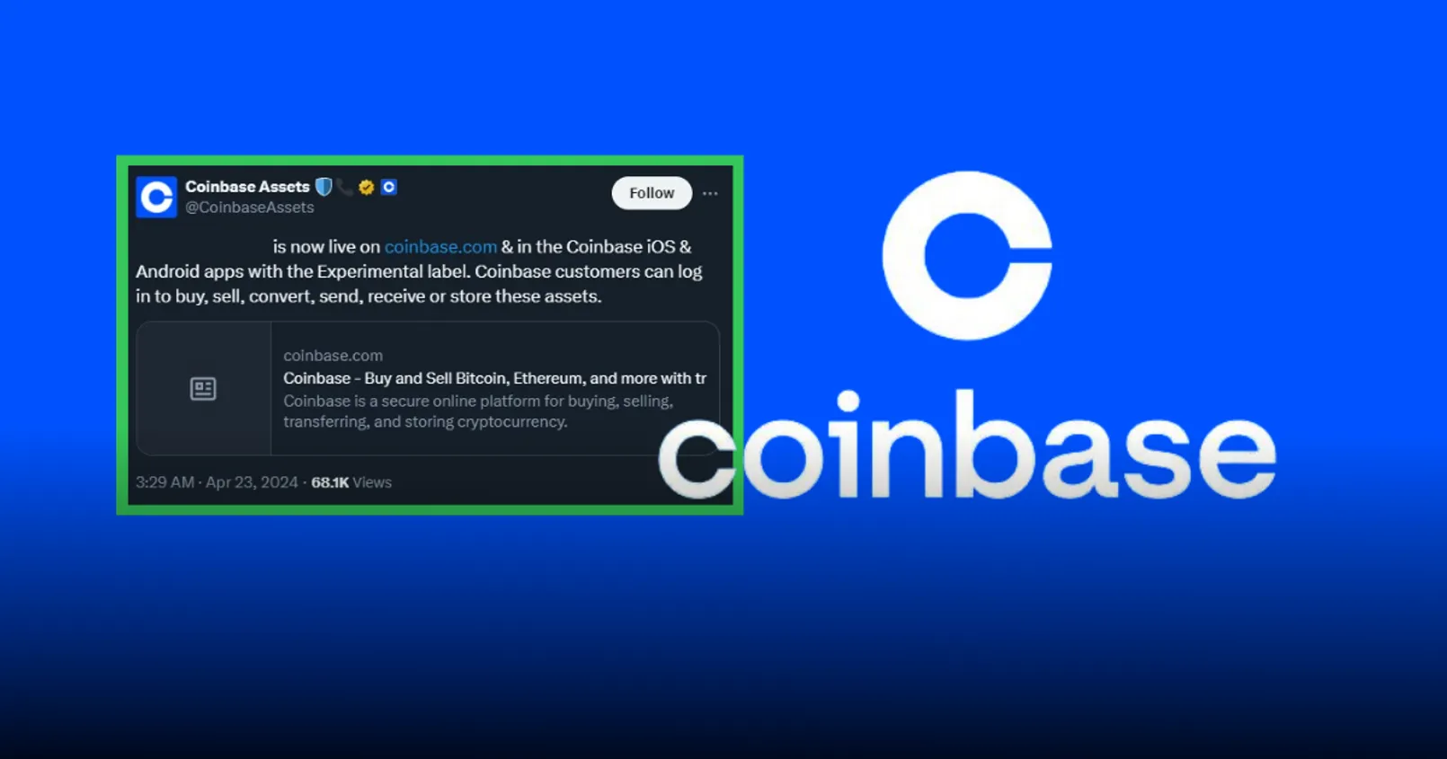 Coinbase ประกาศลิสต์ 1 เหรียญ Altcoin จากโครงการ AI เข้ากระดานเทรด