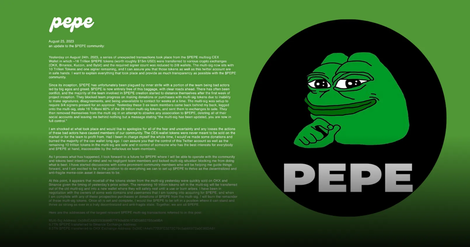 อัปเดตสถานการณ์เหรียญ Pepe ล่าสุด!