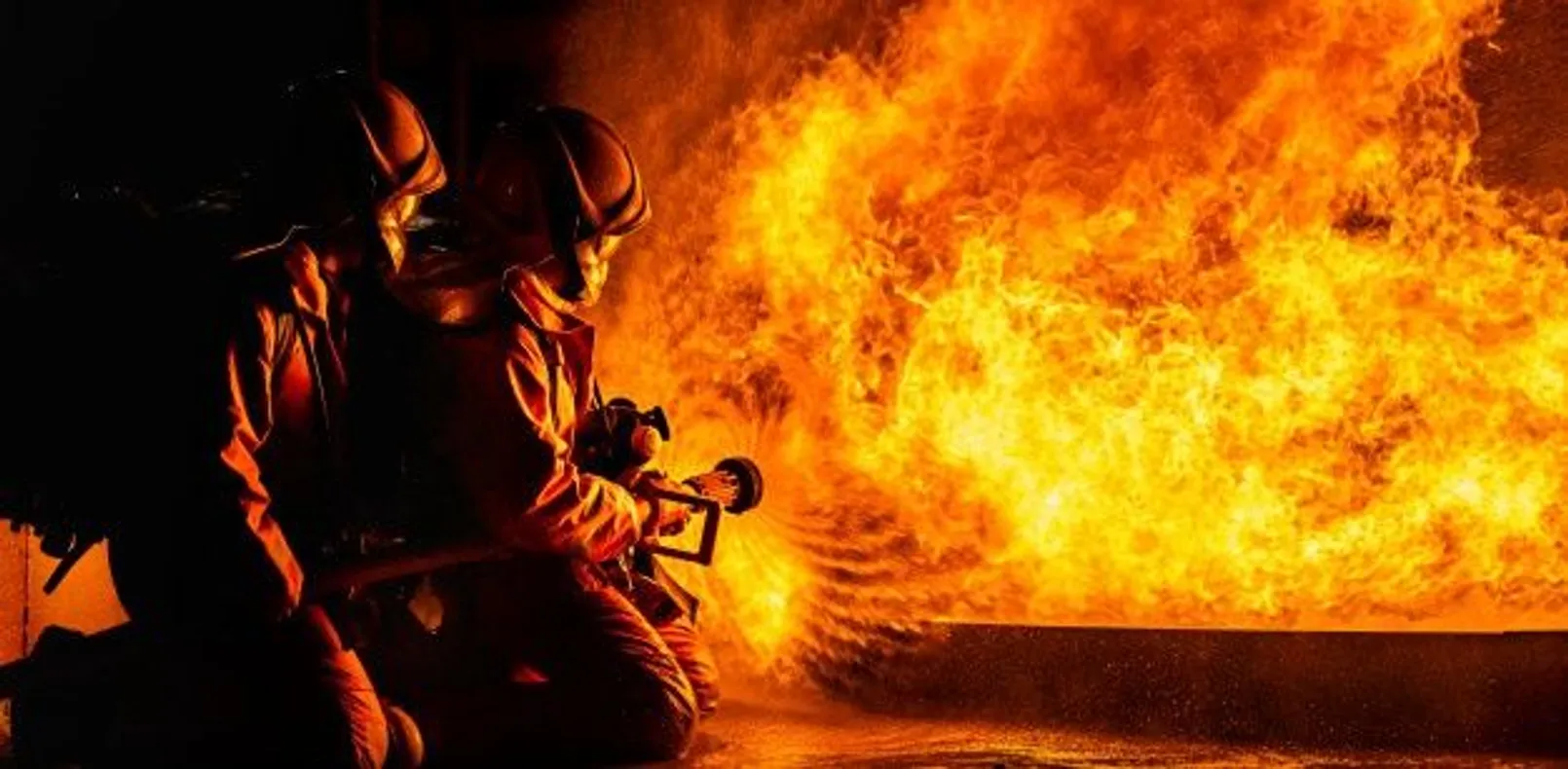 Firefighters Spraying Down Flame Night 63253 8260.jpg
